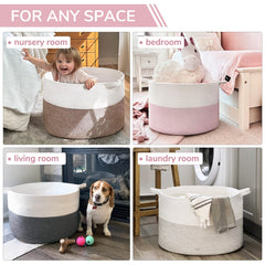 INDRESSME XXXLarge pink storage basket full of plush toys in a cozy nursery setup.