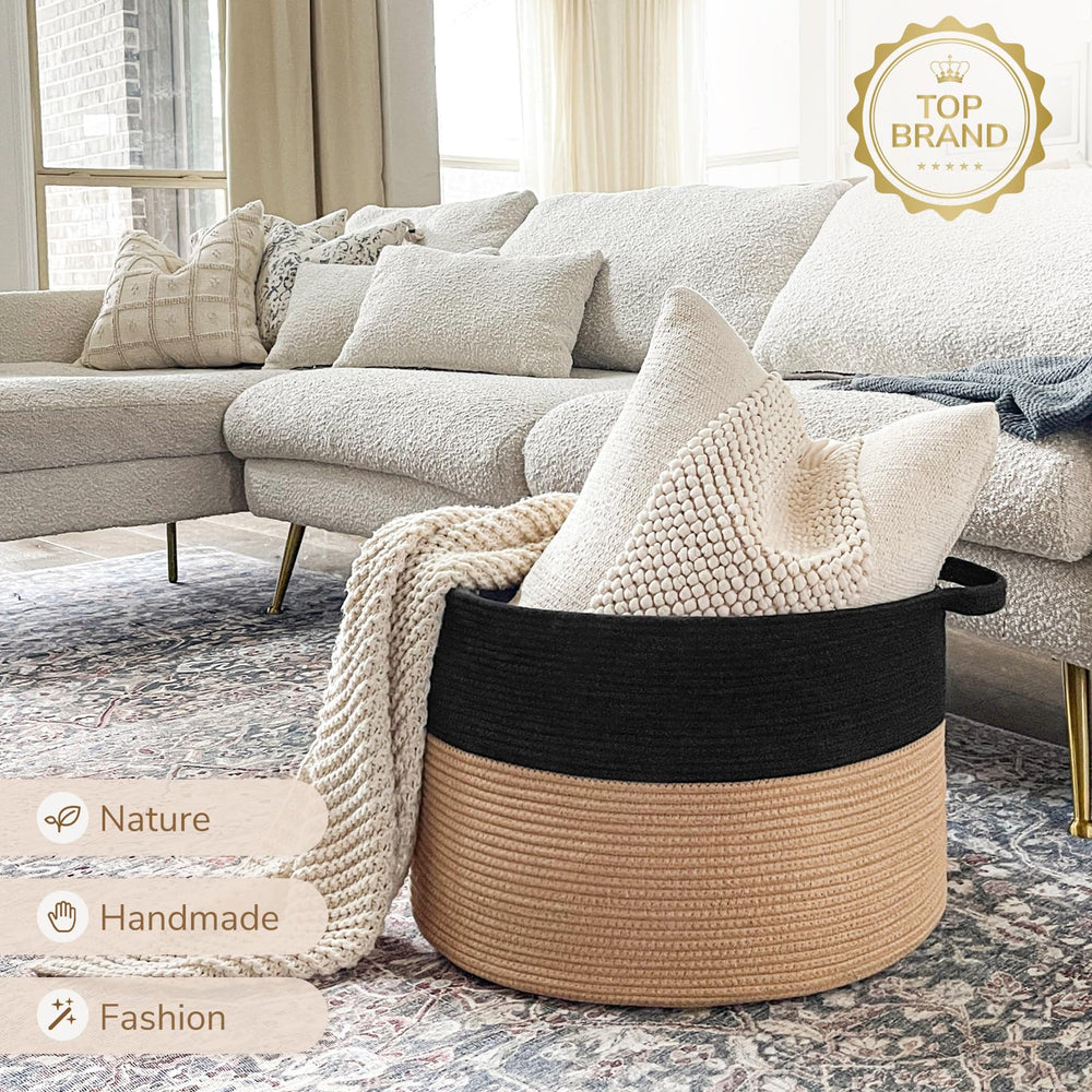 INDRESSME XXXLarge Cotton Rope Basket standalone blends with neutral decor.