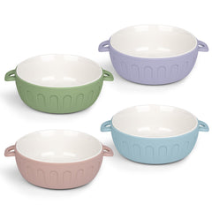 ineibo 4-pack porcelain baby bowls with silicone sleeve show a stable non-slip grip for meals.