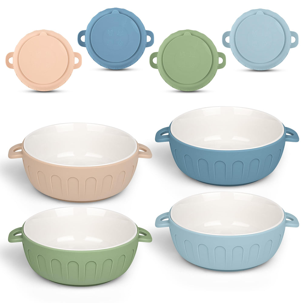 iNeibo four-pack porcelain baby bowls with silicone suction base for mess-free meals