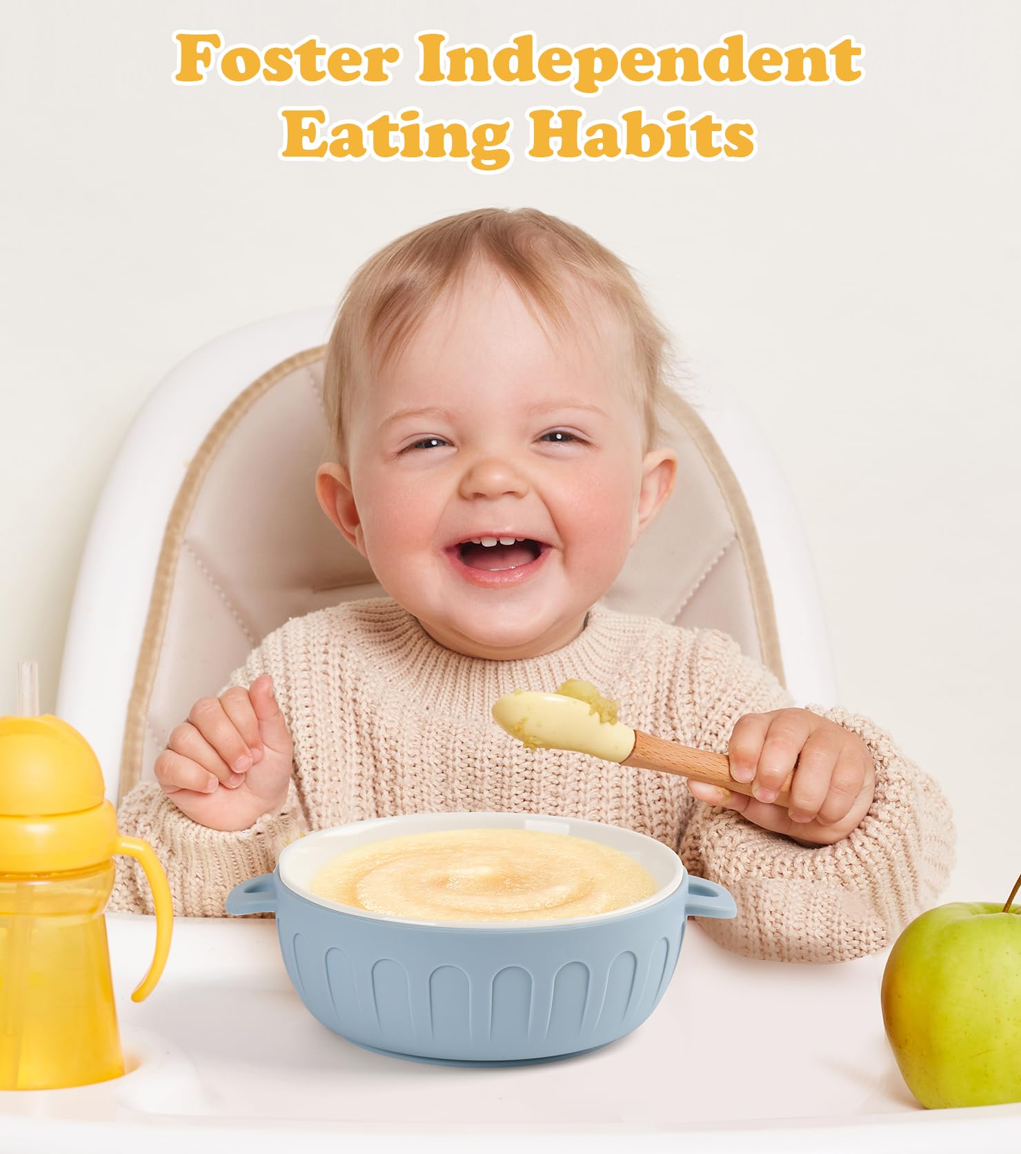 iNeibo baby bowls showing silicone suction base and grip-friendly surface