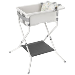 iNeibo collapsible baby bathtub folded for compact storage.