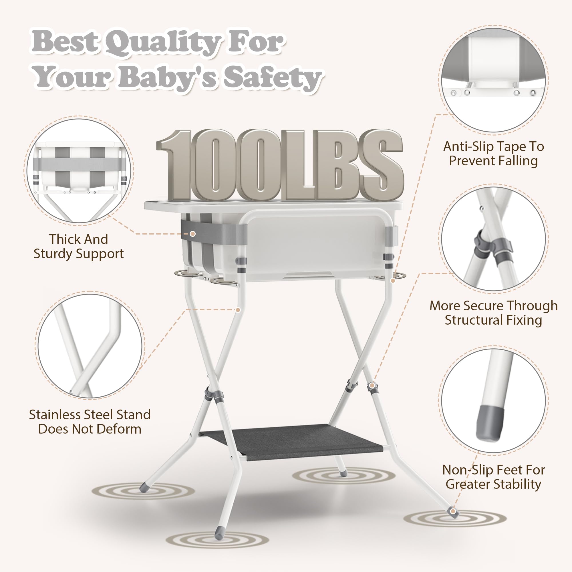 iNeibo soft cushion provides head and neck support during bath time.