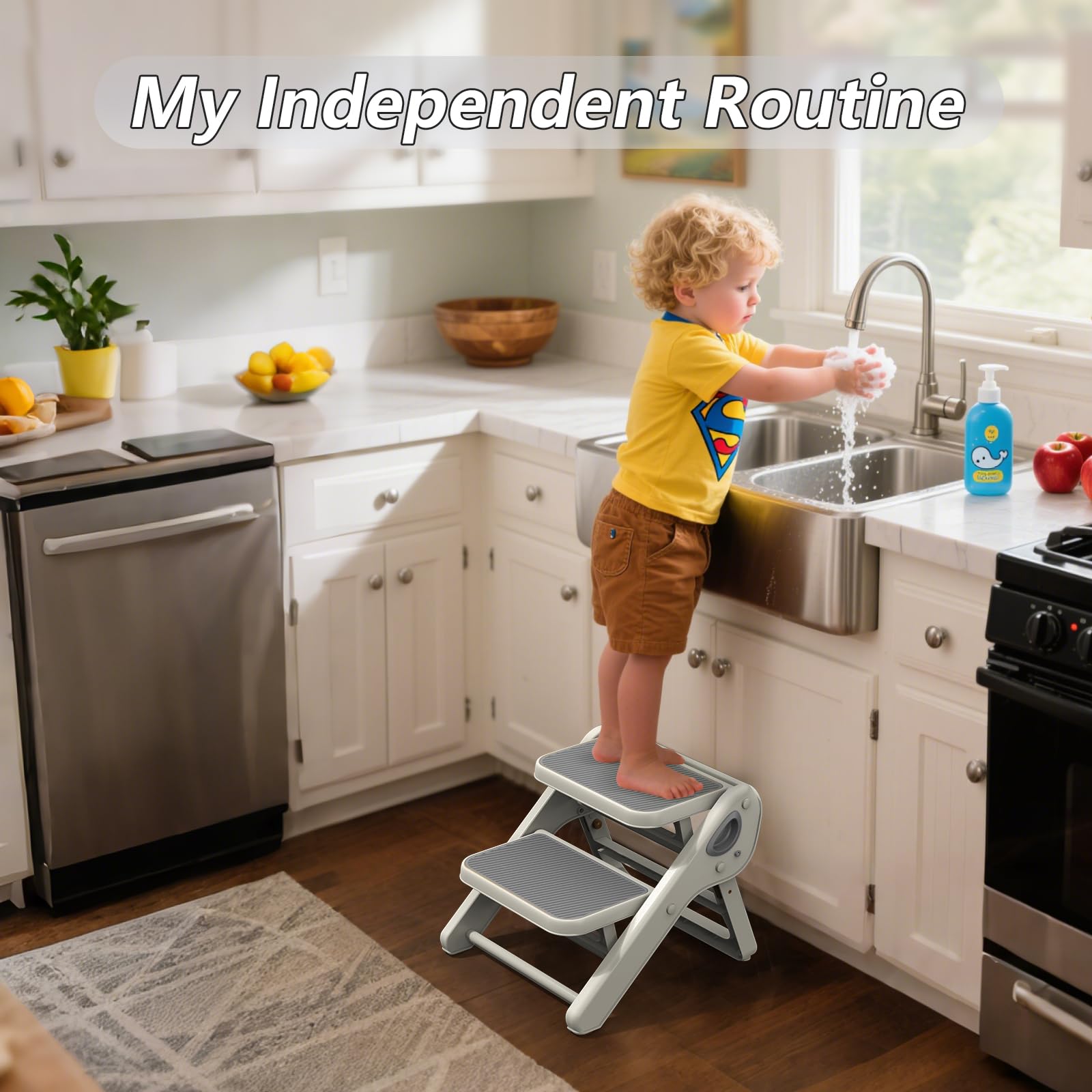 iNeibo toddler stool used in kitchen, bathroom, toilet training scenarios