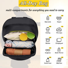 iNelihoo stroller organizer shows three compartments for quick item separation