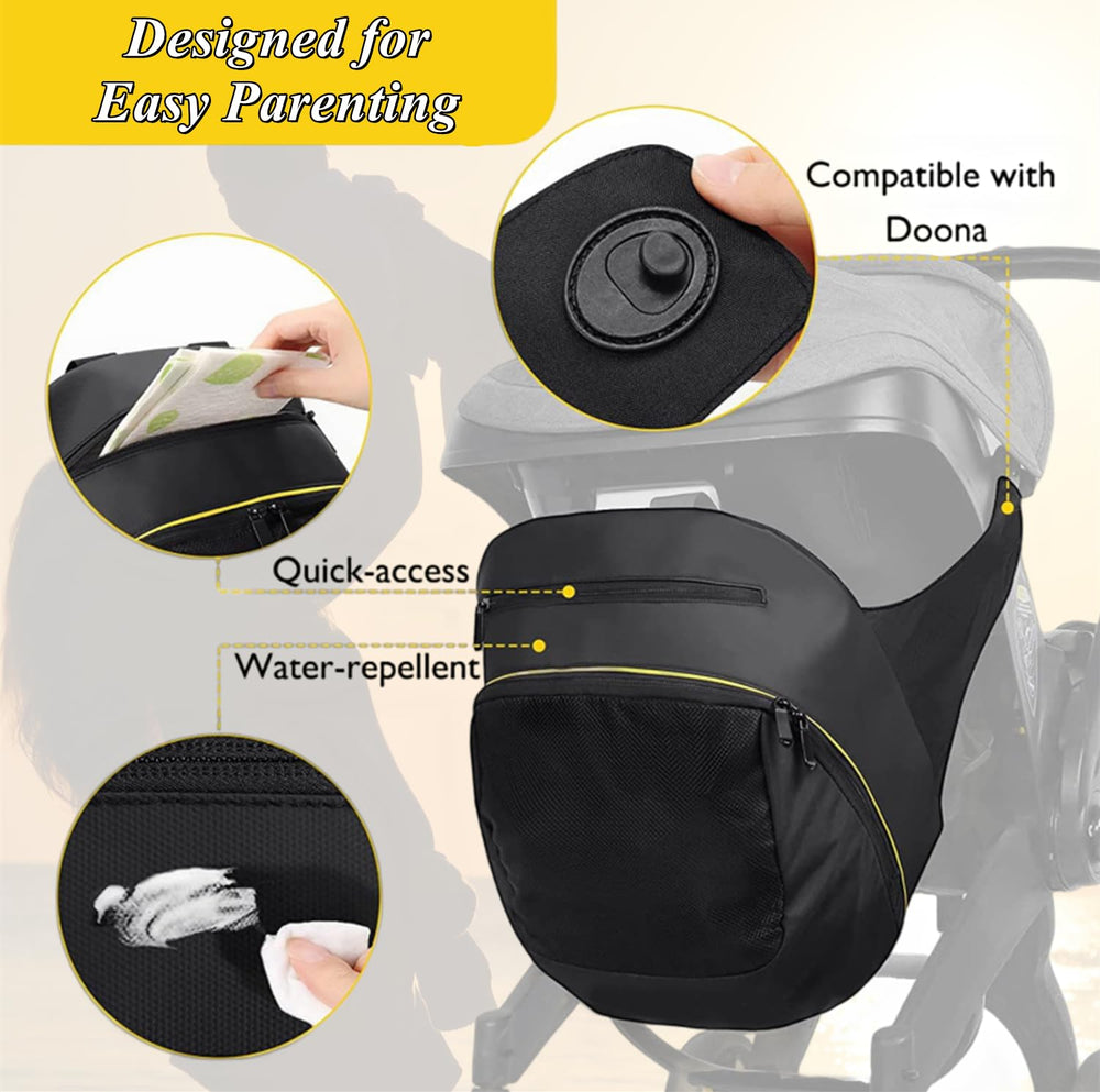 iNelihoo wearable stroller bag transitions to a backpack for mom on folding the stroller