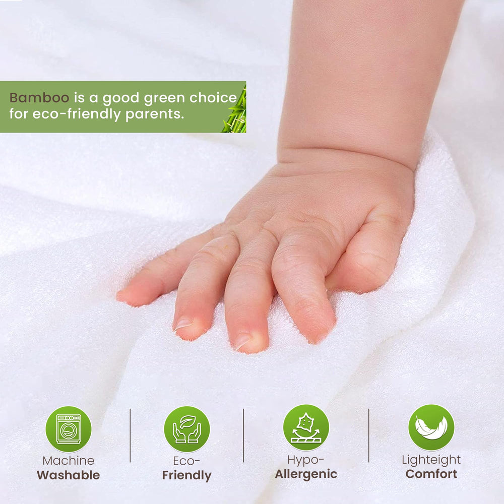 Infancie baby bath time scene shows cozy, absorbent two-piece set