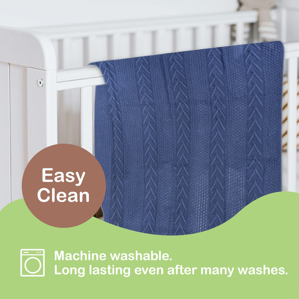 Infancie baby blanket blue on nursery display as a versatile essential