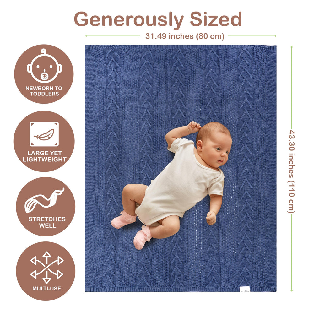 Infancie baby blanket blue used as play mat for tummy time