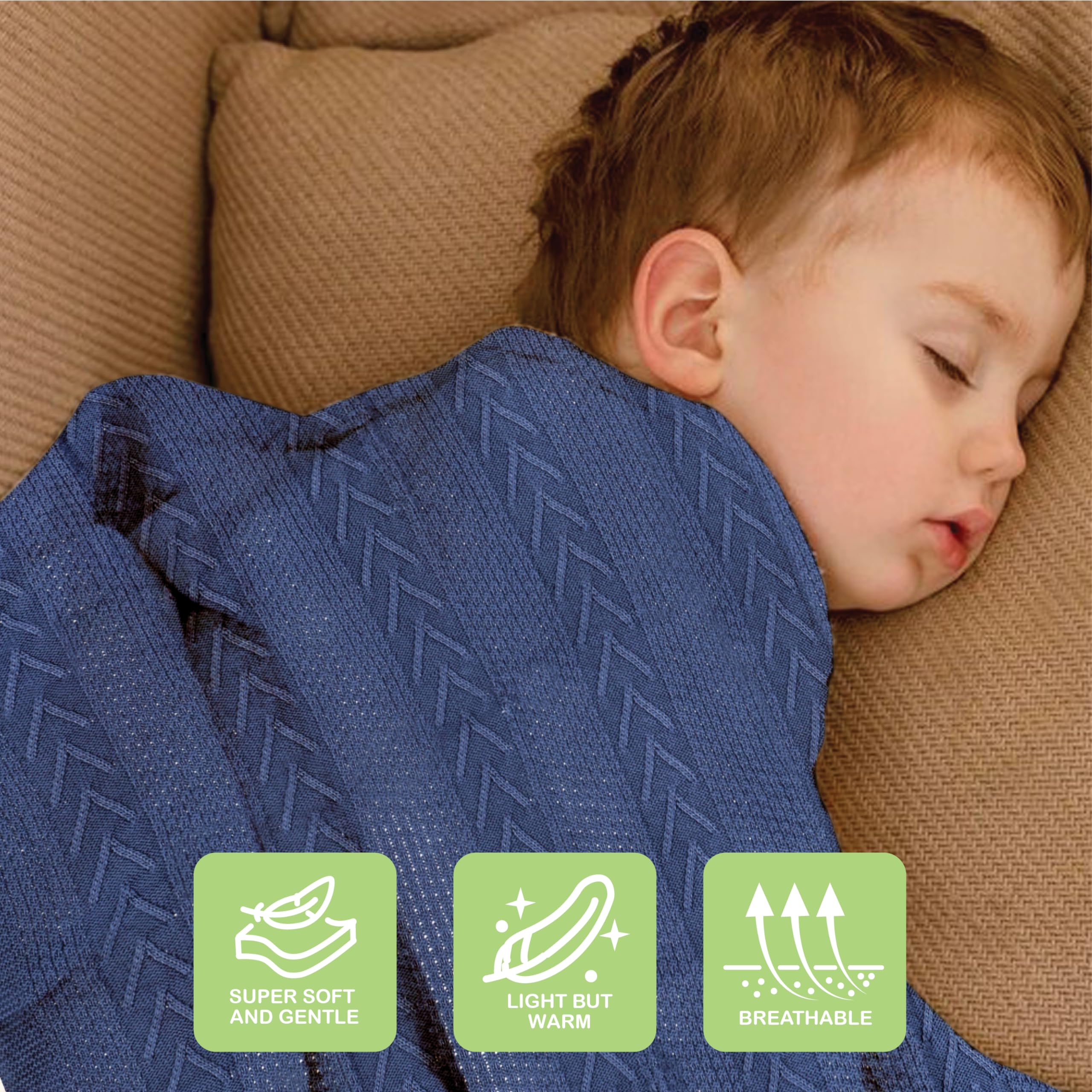 Infancie baby blanket blue swaddle pose for easy wrapping