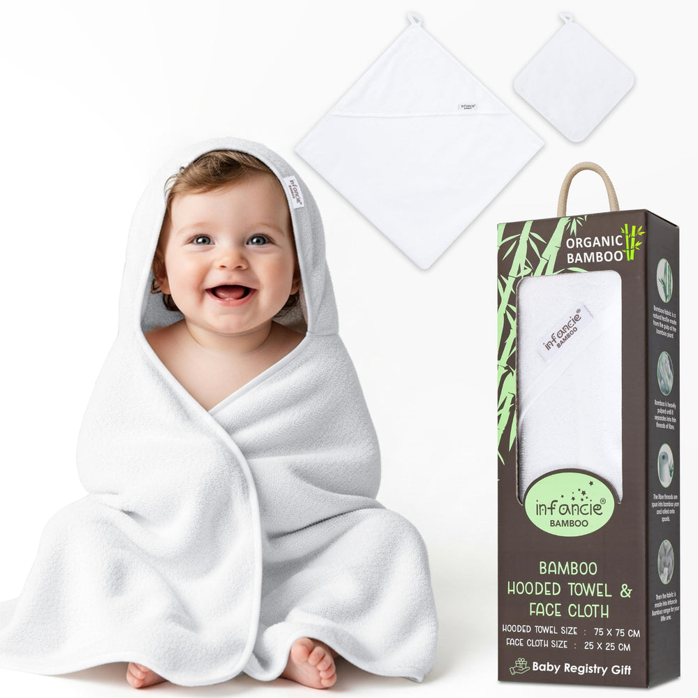 Infancie bamboo hooded towel closeup fabric highlighting softness and absorbency for newborns