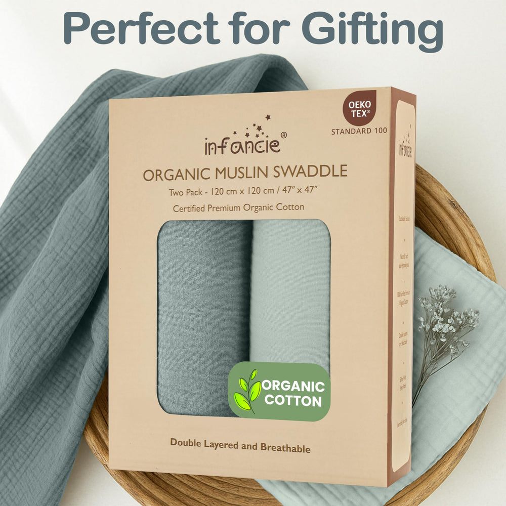 Infancie multi-use muslin blanket for nursing, swaddling, stroller shade