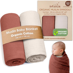 Infancie muslin blanket 47x47 swaddle—soft, breathable comfort for a secure newborn snug.