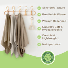 Infancie organic cotton muslin blanket closeup texture highlights soft breathable weave