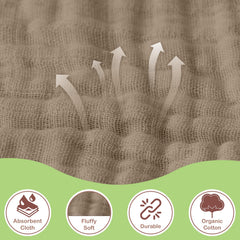 Infancie muslin towel absorbs moisture with quick-dry performance.