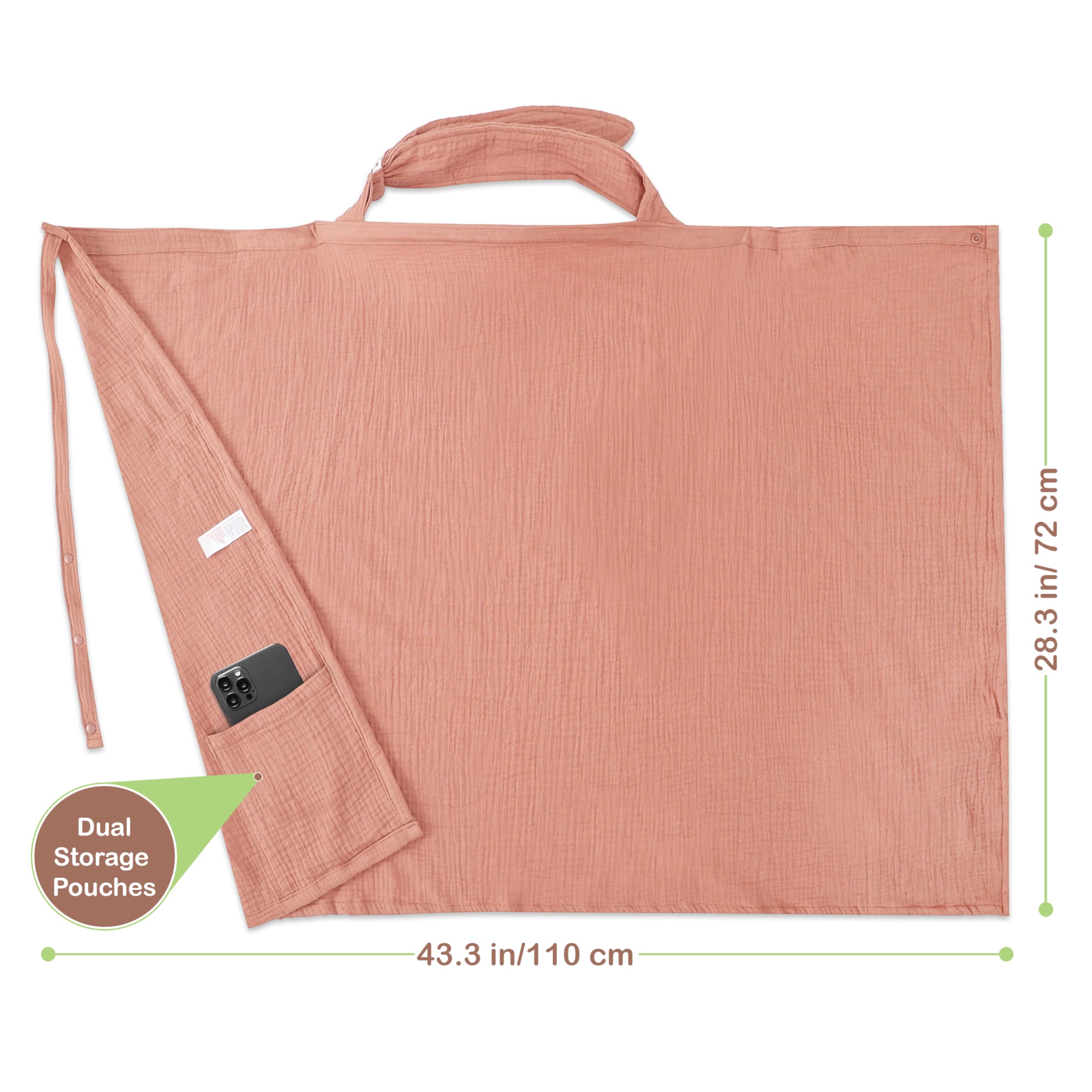 Infancie nursing cover rust with adjustable neck strap demonstrates secure, versatile fit.