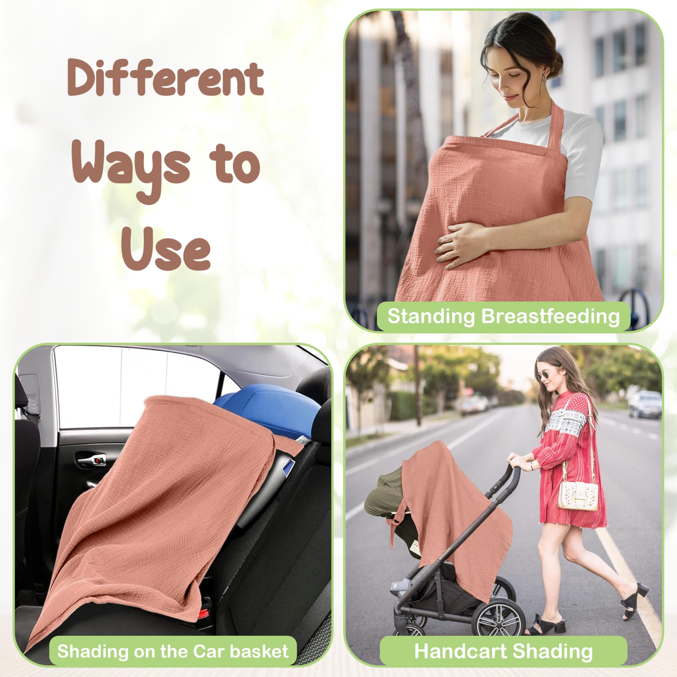 Infancie premium muslin nursing cover rust showcases lightweight, breathable comfort.