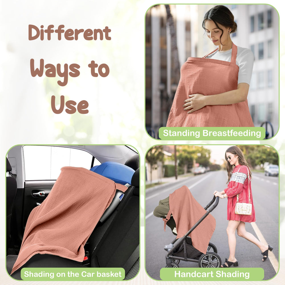 Infancie premium muslin nursing cover rust showcases lightweight, breathable comfort.