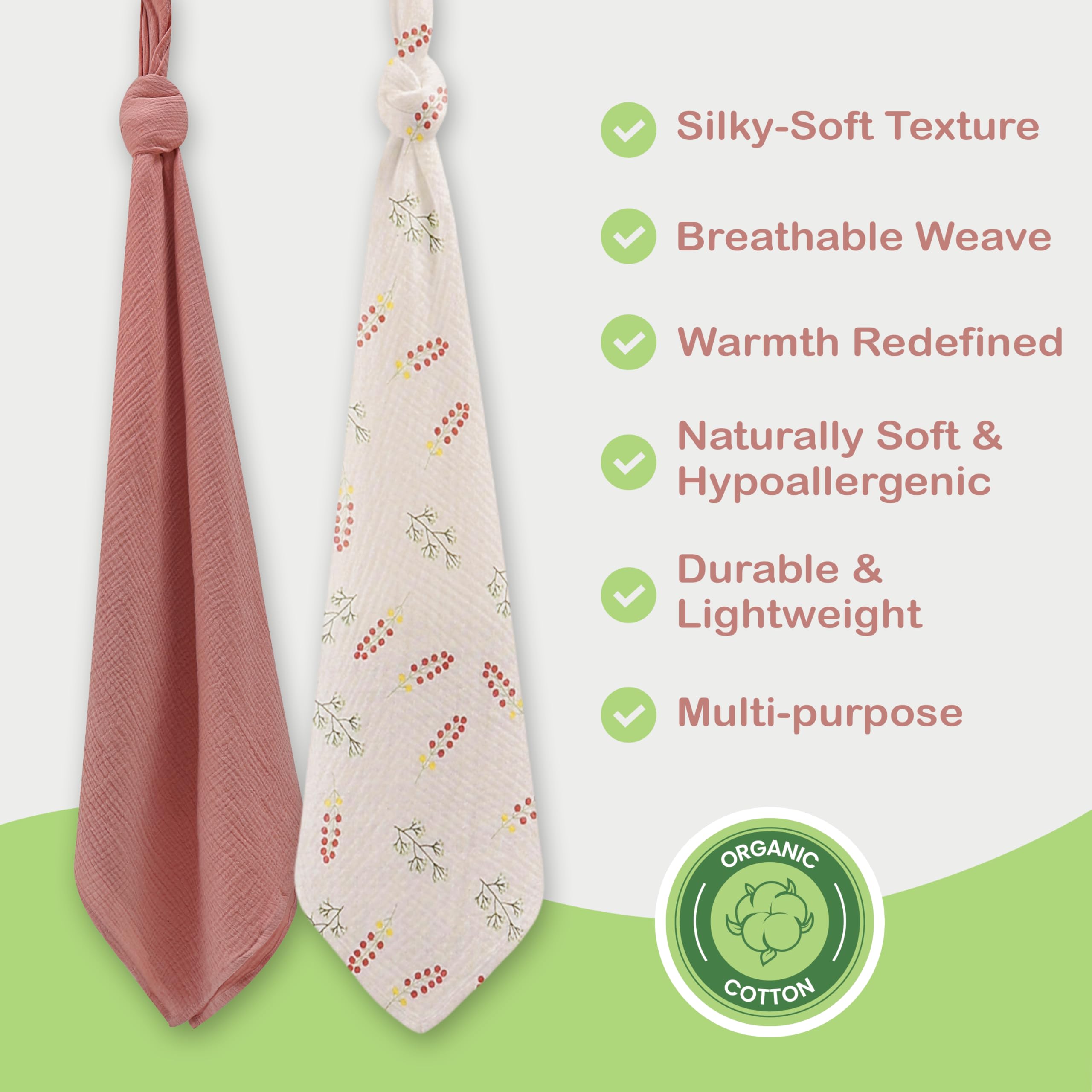 Infancie organic cotton muslin blanket for baby sleep and comfort.