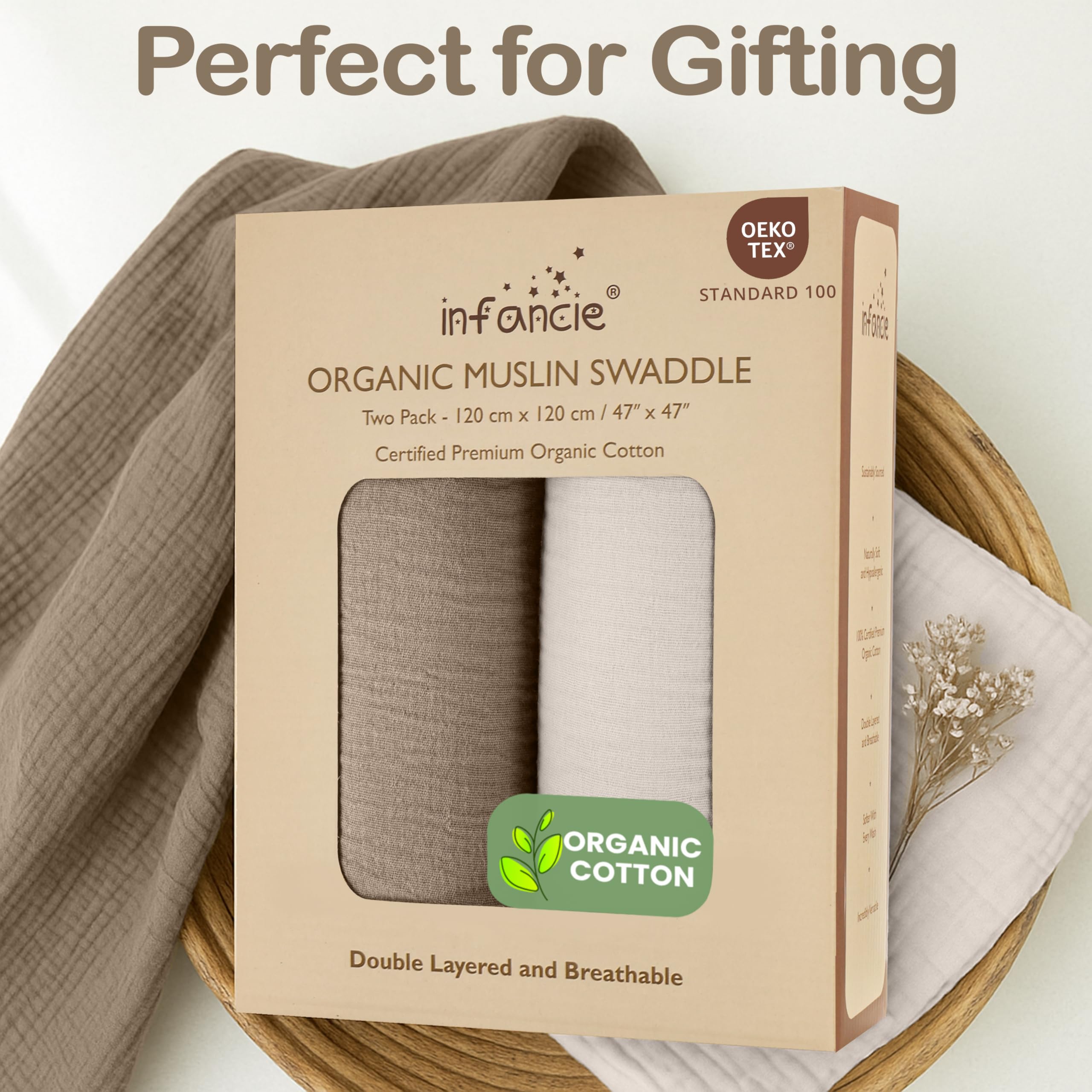 Infancie olive-ivory blanket in stroller use offers on-the-go comfort
