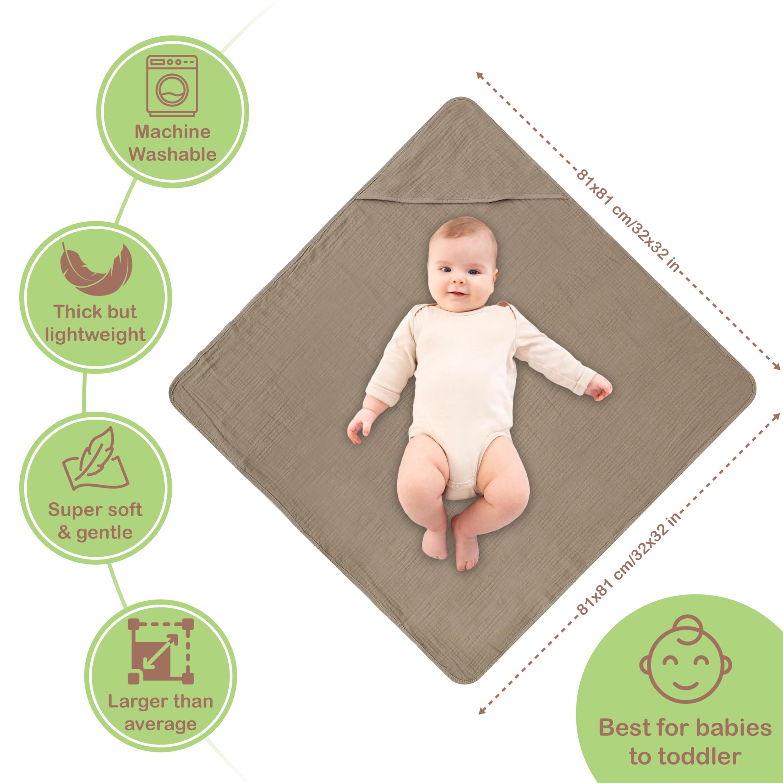 Infancie organic cotton towels gentle on skin during bath time.