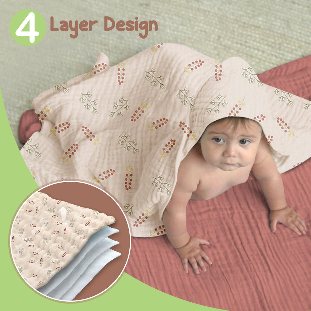 Infancie soft cotton towel closeup, lint-free and gentle for delicate skin.