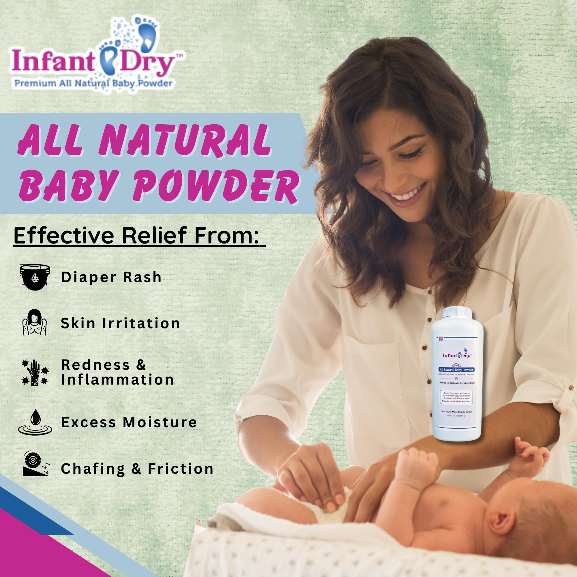 Infant Dry Powder rice concentrate helps manage moisture during playtime