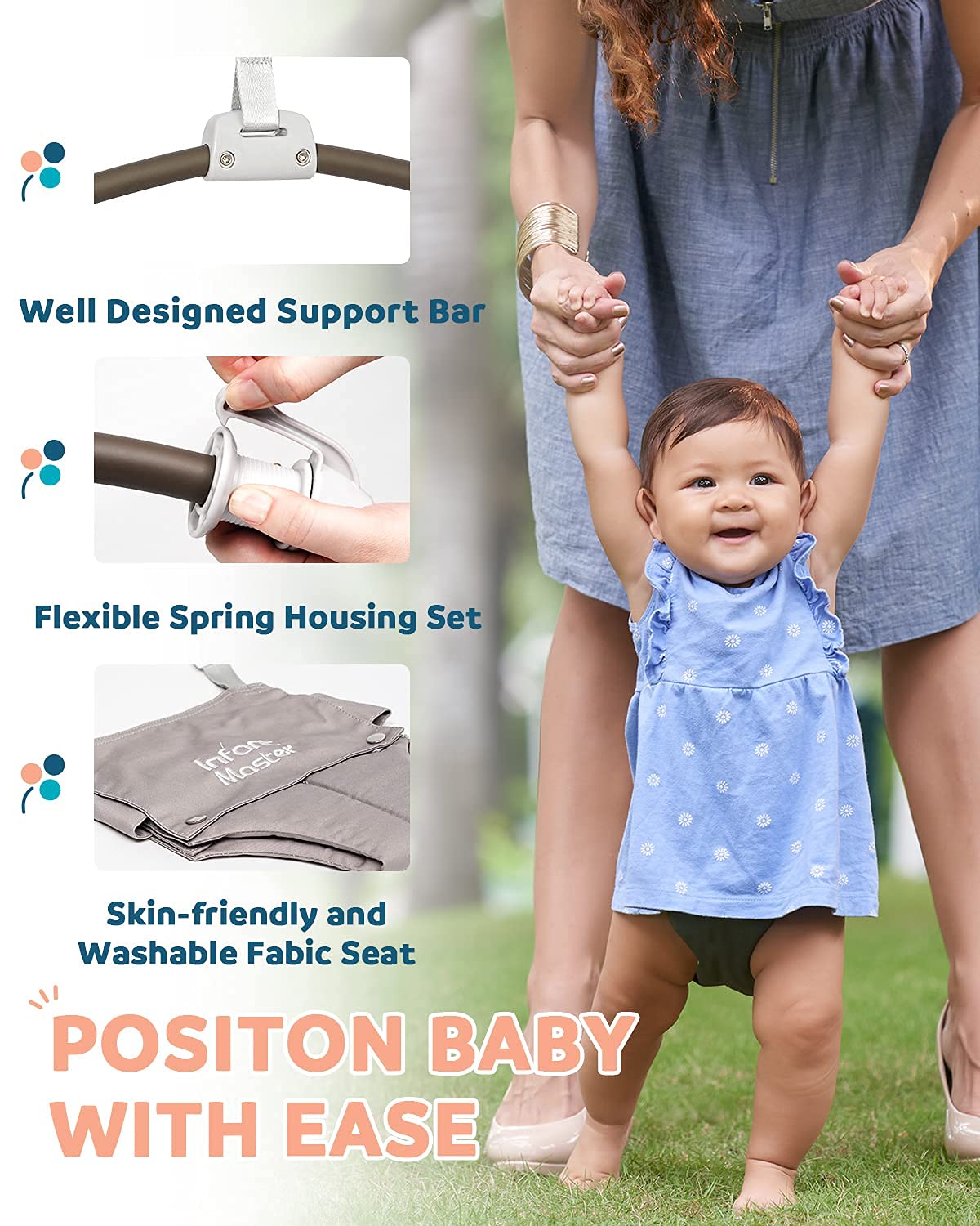 Infant Master grey packaging shows contents and simple assembly instructions