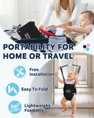 Infant Master seat bag offers skin-friendly padding for comfortable bouncing.