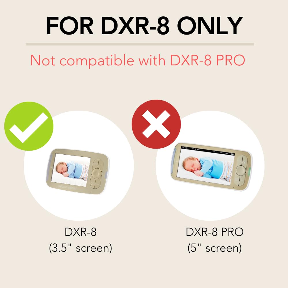 Infant Optics DXR-8 replacement battery inspection image highlighting official compatibility and warranty safety