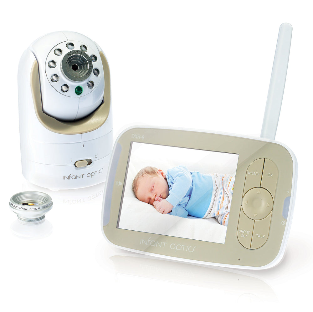 Infant Optics DXR-8 monitor front view showing compact design for easy room monitoring