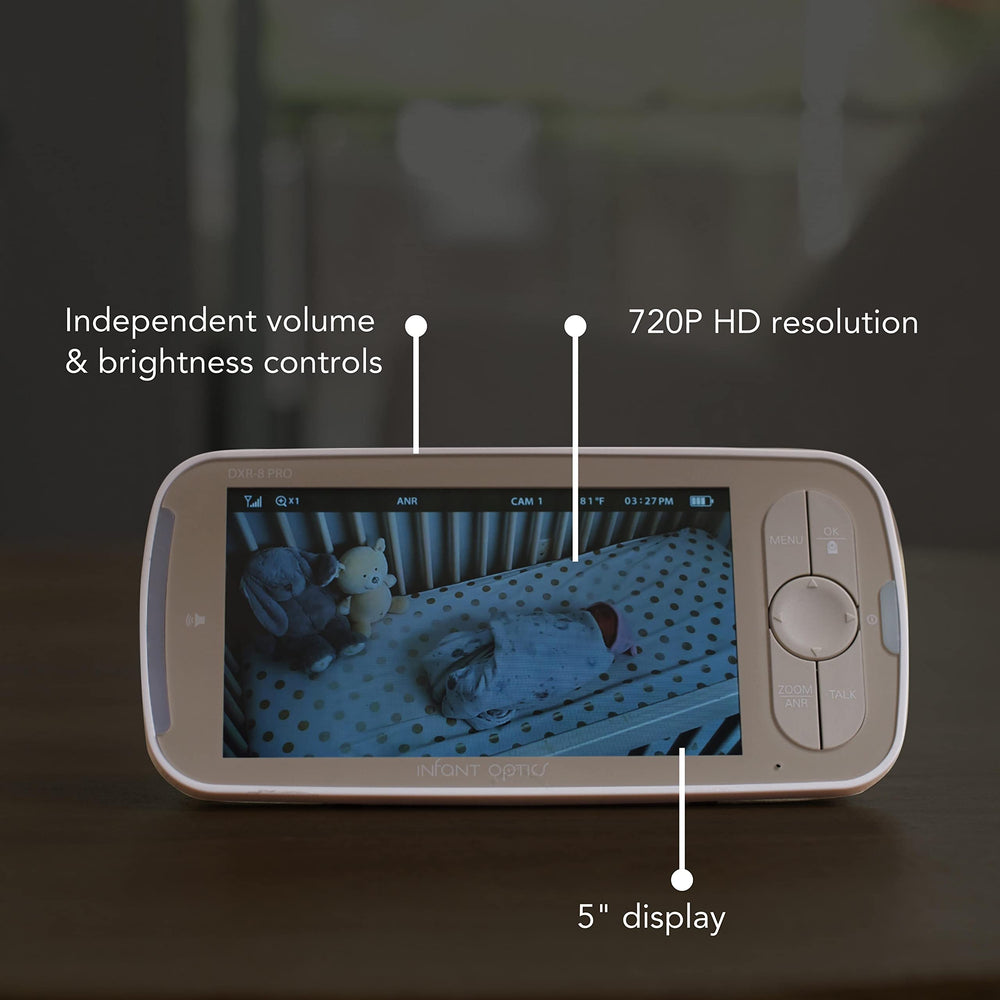 Infant Optics DXR-8 PRO 6x zoom lens for close baby checks.