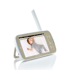 Infant Optics standalone monitor DXR-8 PRO back panel highlights battery not included.