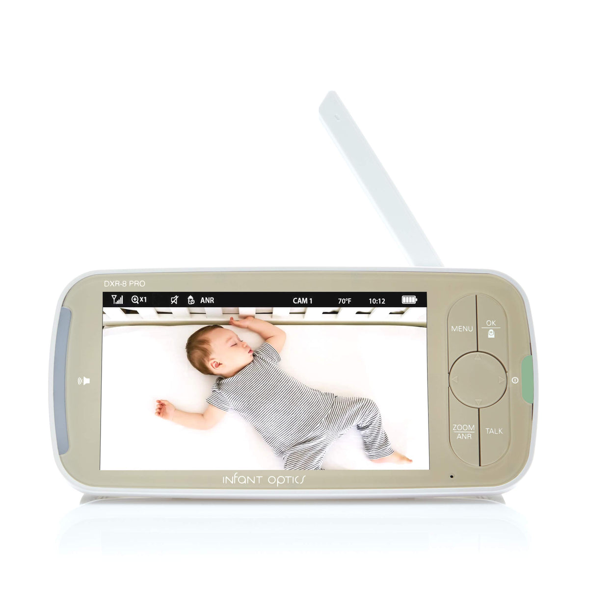 Infant Optics standalone monitor DXR-8 PRO front view showing seamless kit integration.