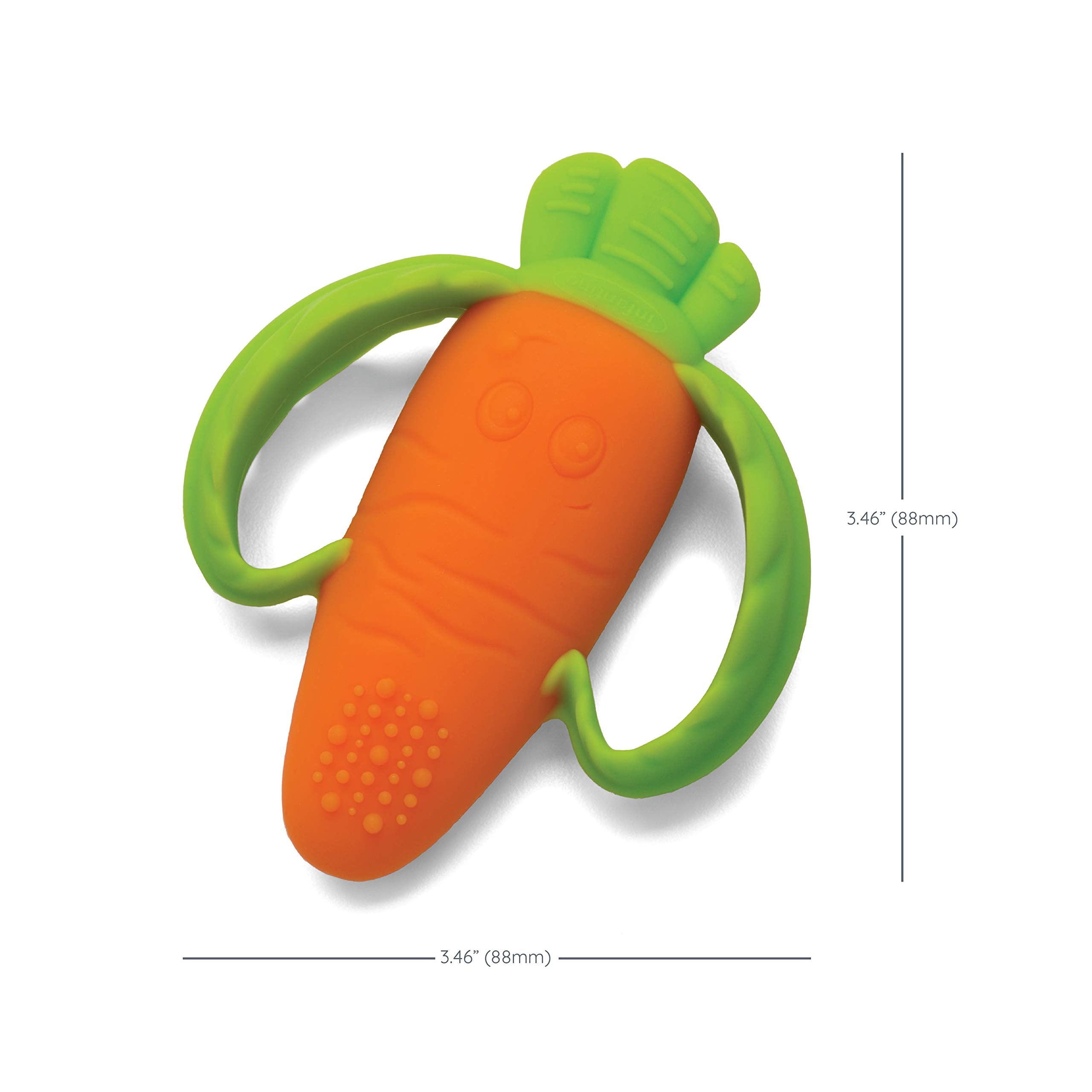 Infantino Lil’ Nibbles teether BPA-free silicone closeup signals safe chewing material.