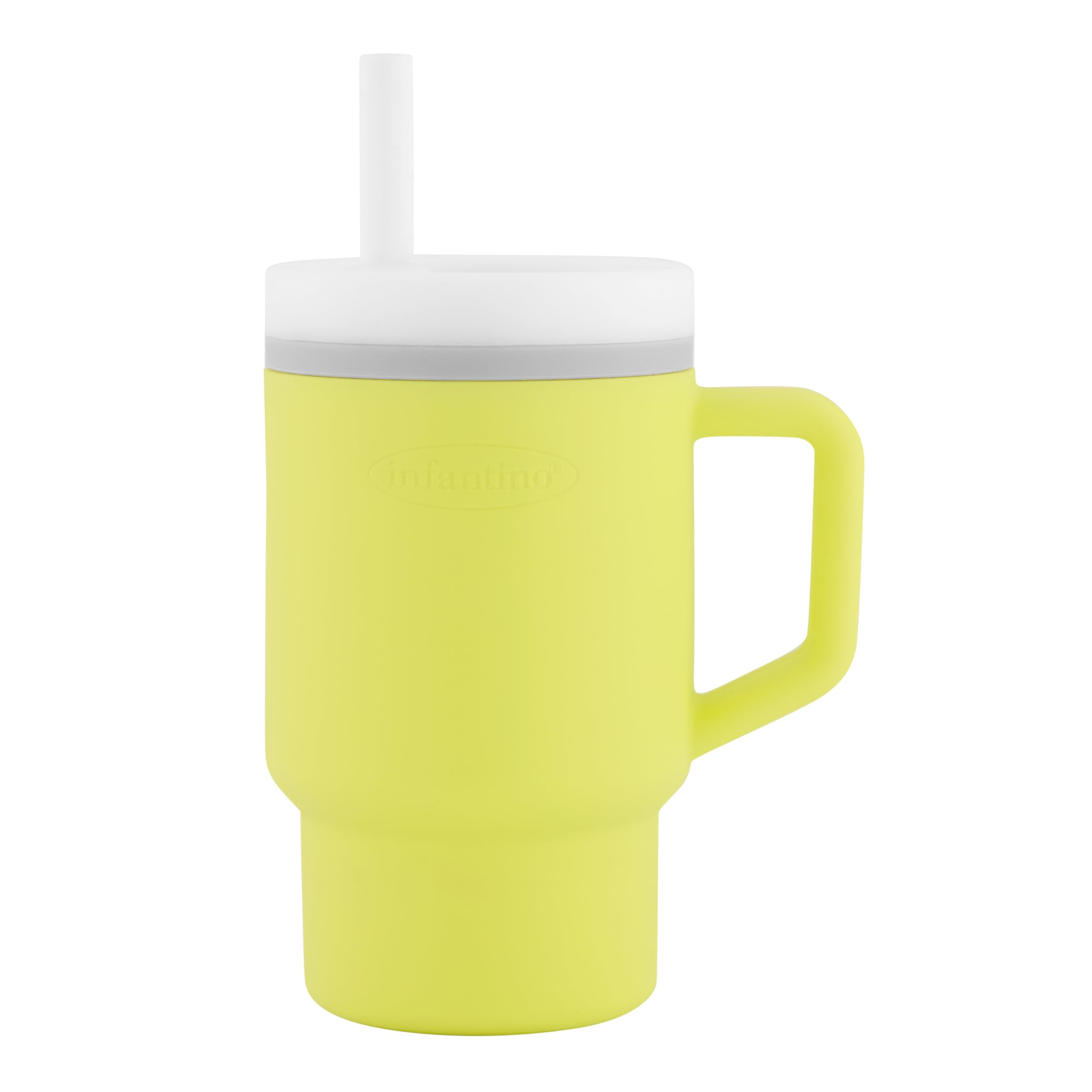 Infantino My 1st Tumbler shows soft silicone with easy-grip for tiny hands during meals