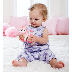 Infantino Teether Toy Squeeze and TeeThe Zebra squeaker feature offers engaging sound during play.