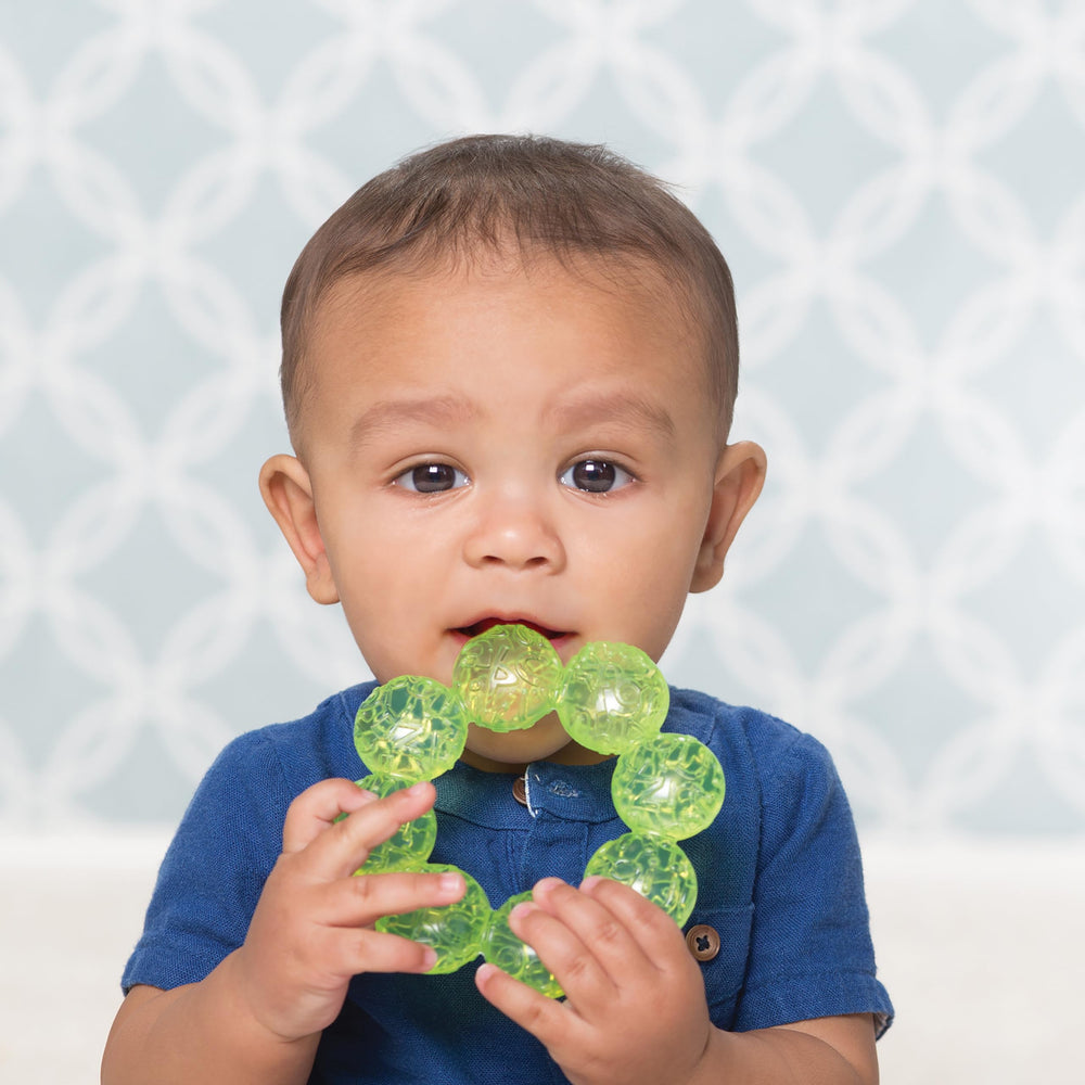 Infantino Water Teethers show textured surfaces that gently massage gums during use.