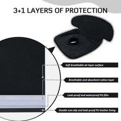 INFANZIA Dry Seat buckle-hole protection shields harness area from moisture.