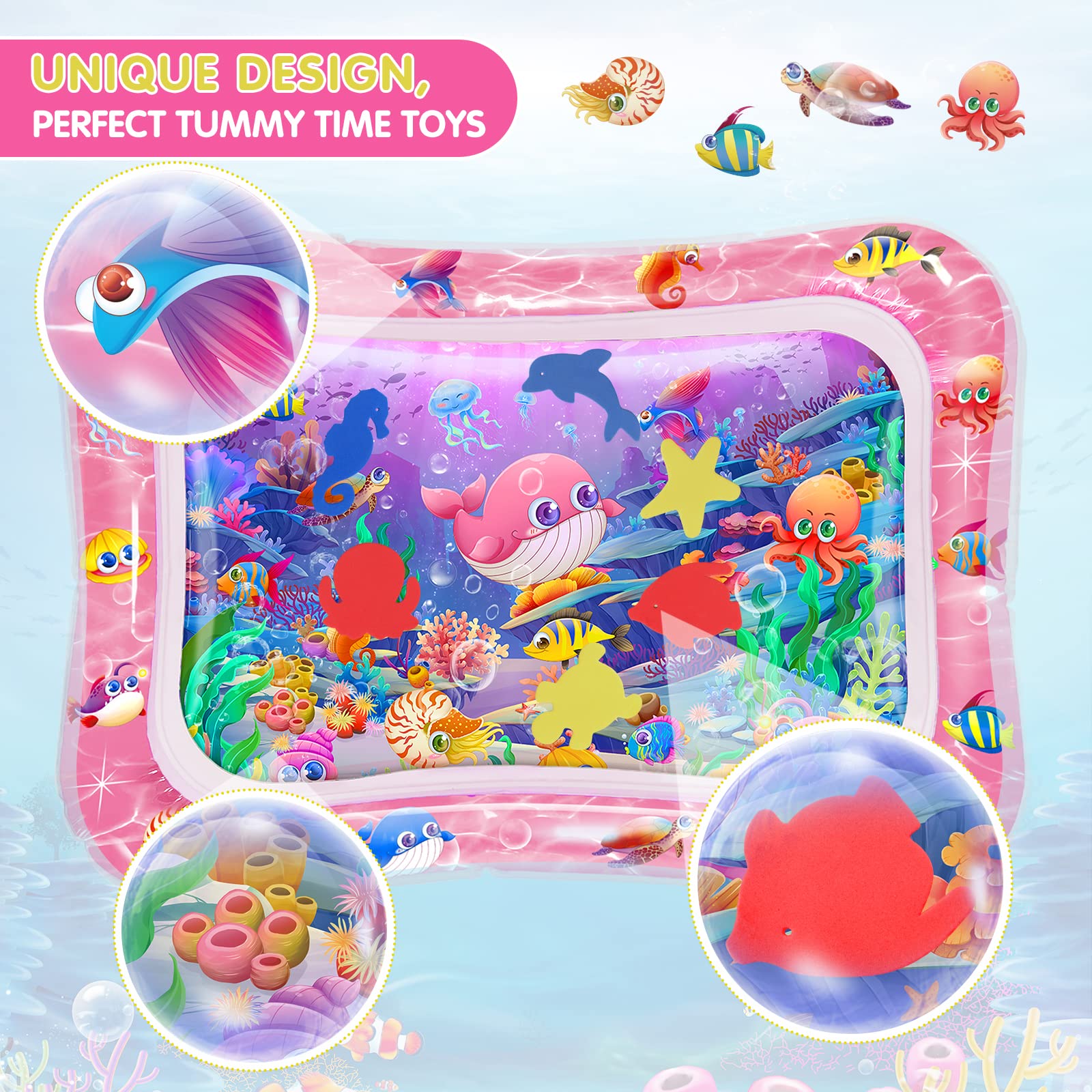 Infinno Tummy Time Mat pink water-filled center creating movement during play