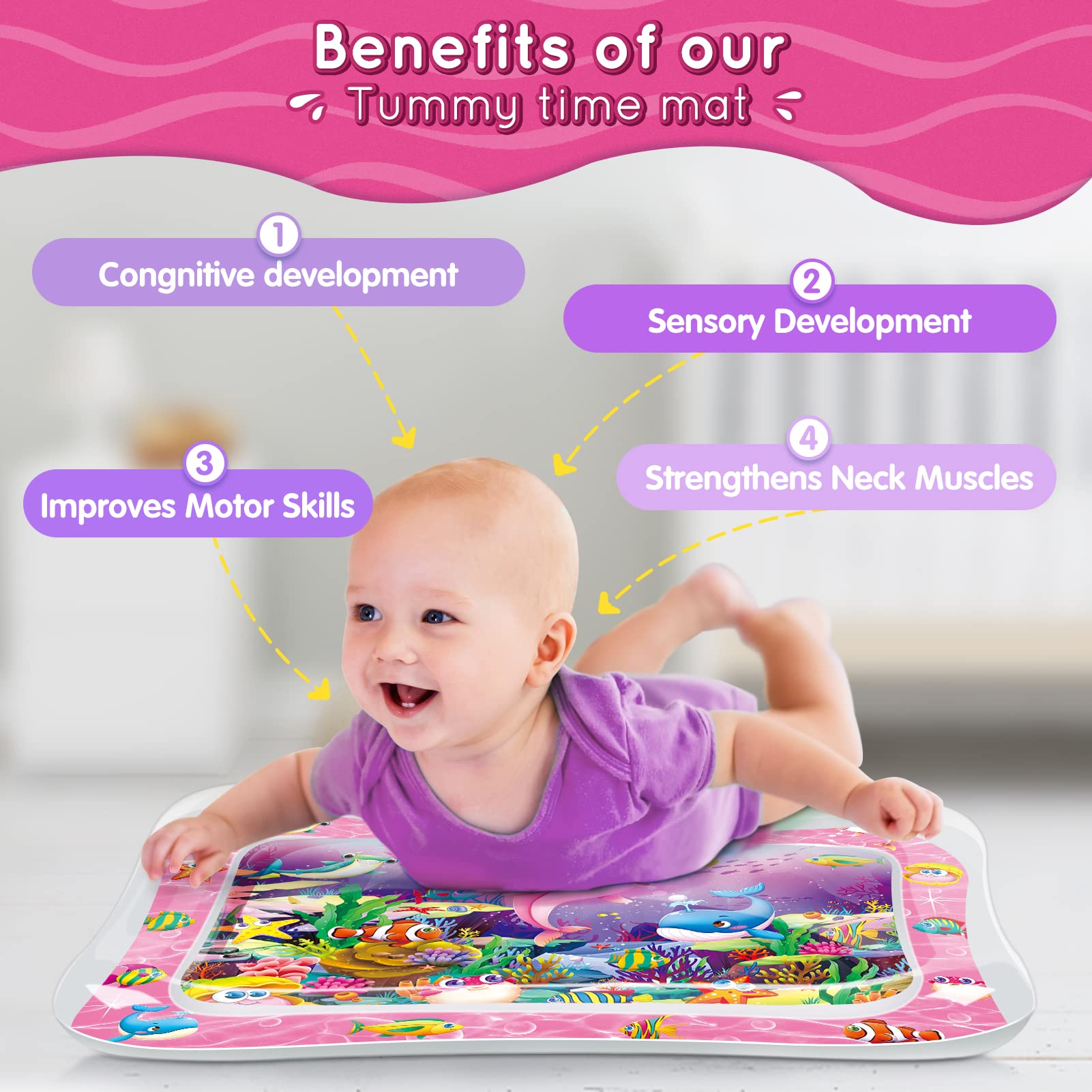 Infinno tummy time water mat inflated ring provides stable play during tummy time