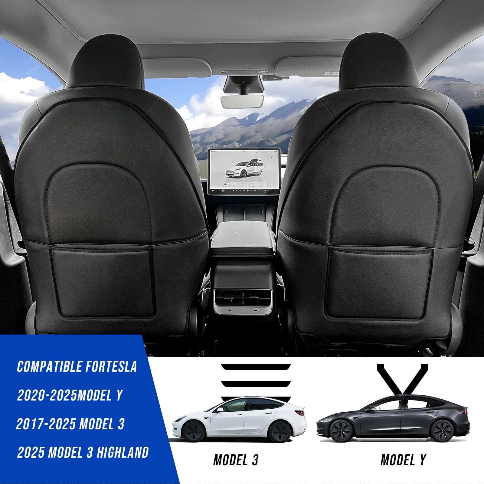INFIVITA seat back protector demonstrates edges tucked into seat gaps for a clean look.