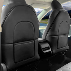INFIVITA seat back protector for Tesla Model 3 with storage pocket for small items.