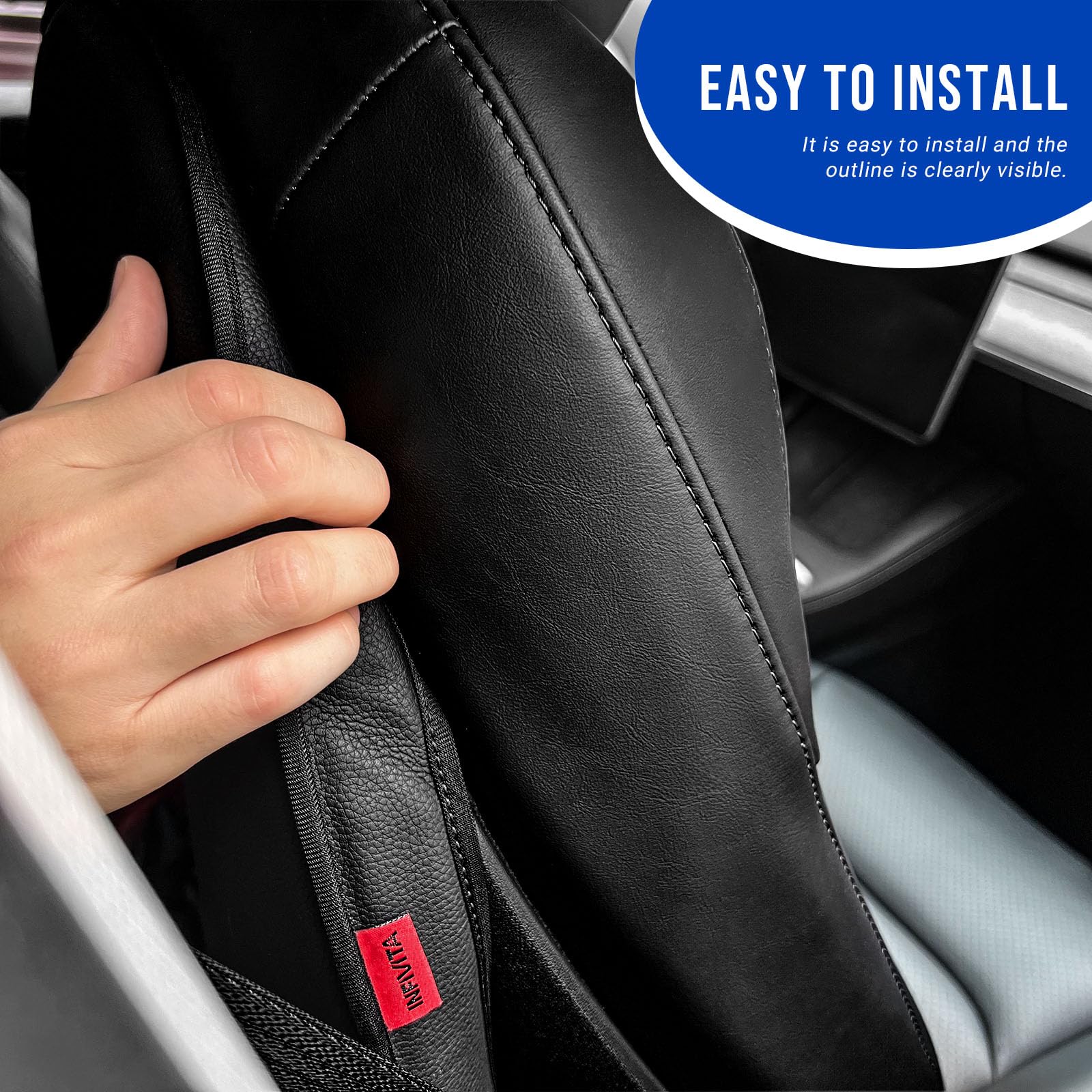 INFIVITA seat back protector for Tesla Model 3; waterproof surface for quick cleanup.