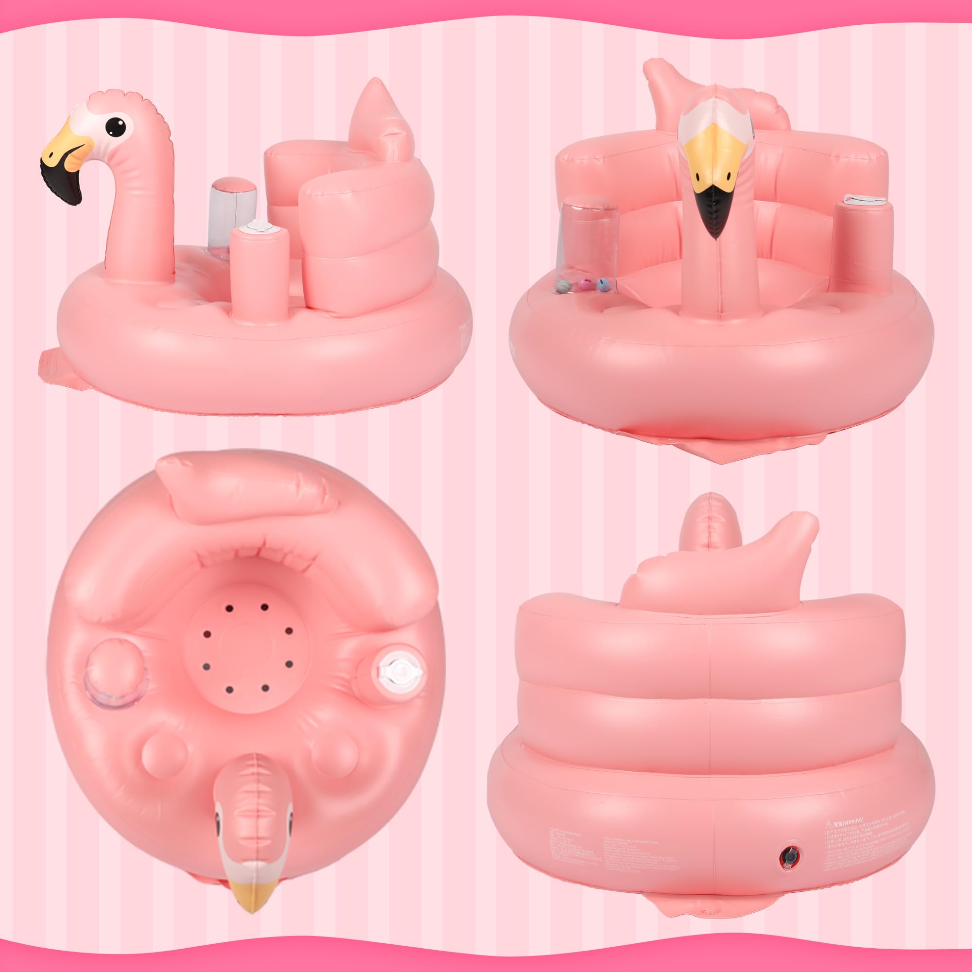 INFLATEFLY pink seat with three bells for auditory exploration.