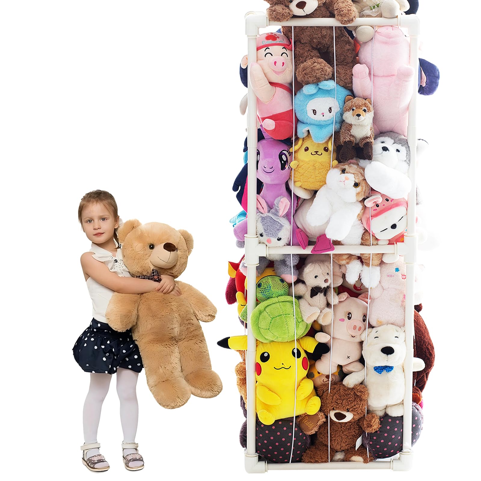 INFTOYCO Large Stuffed Animal Storage Zoo Cage Assembly demonstrates easy setup and high plush capacity.