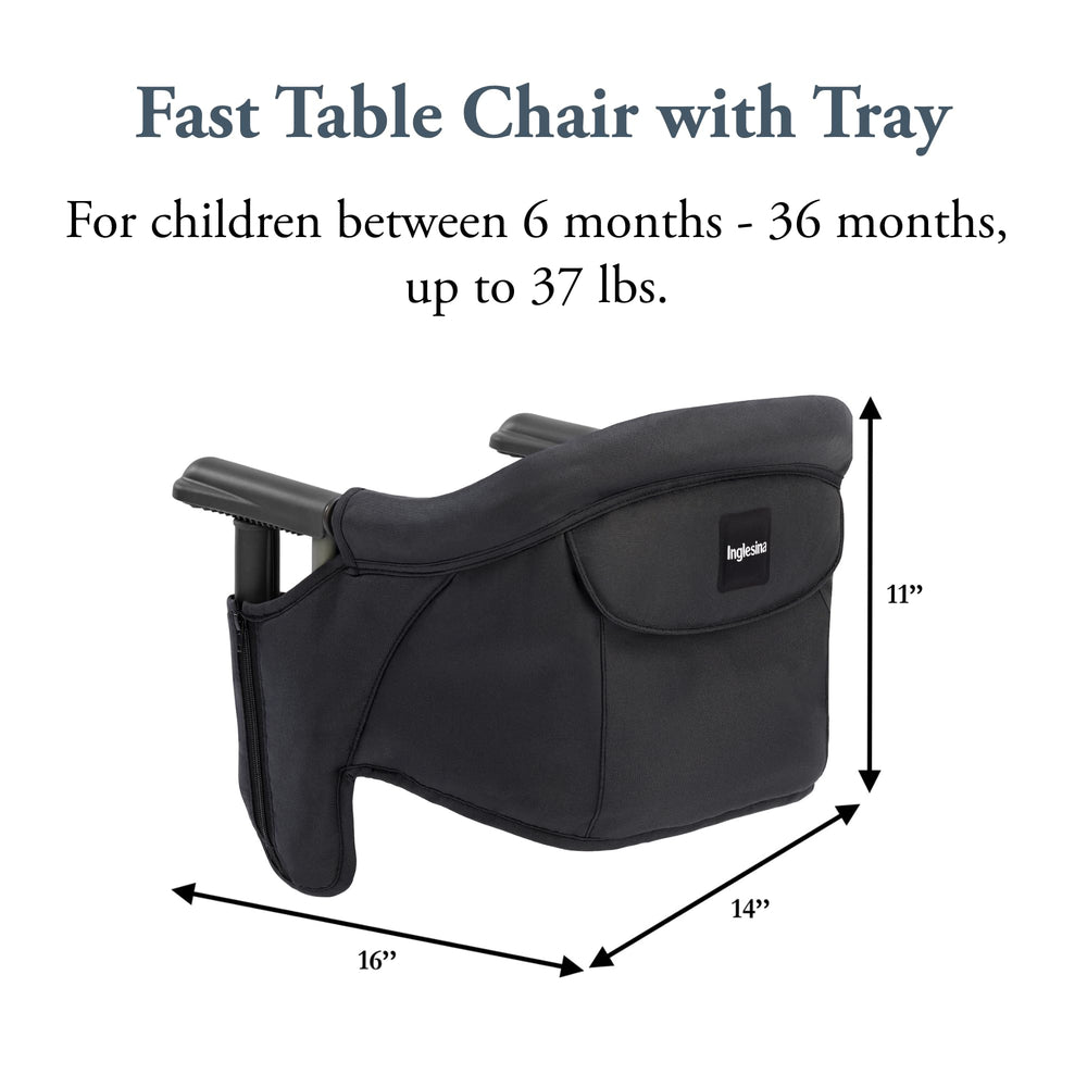 Inglesina Fast Dining Tray attached showcases easy feeding with deep borders to reduce spills.