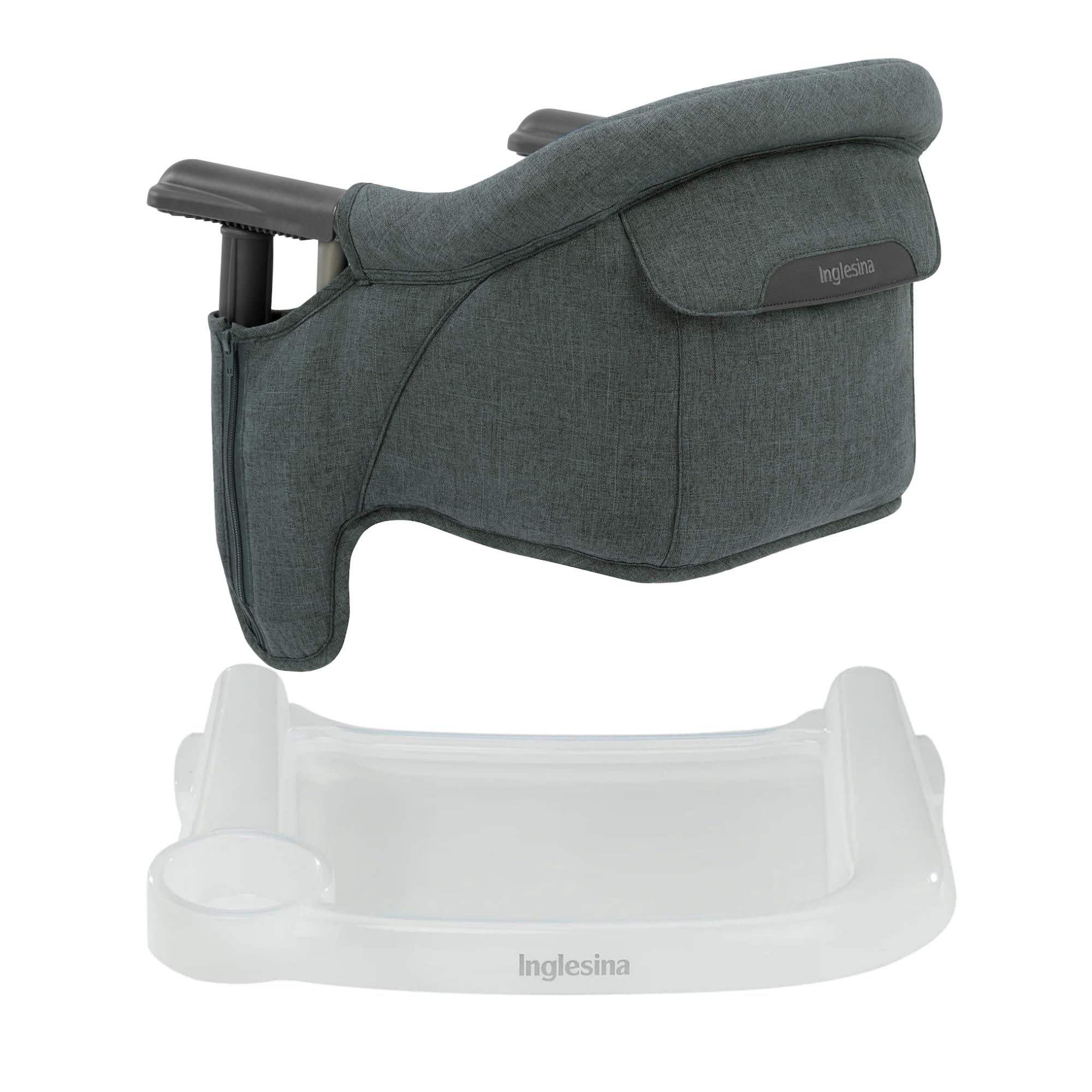 Inglesina Fast Table Chair Charcoal Gray folded for compact travel