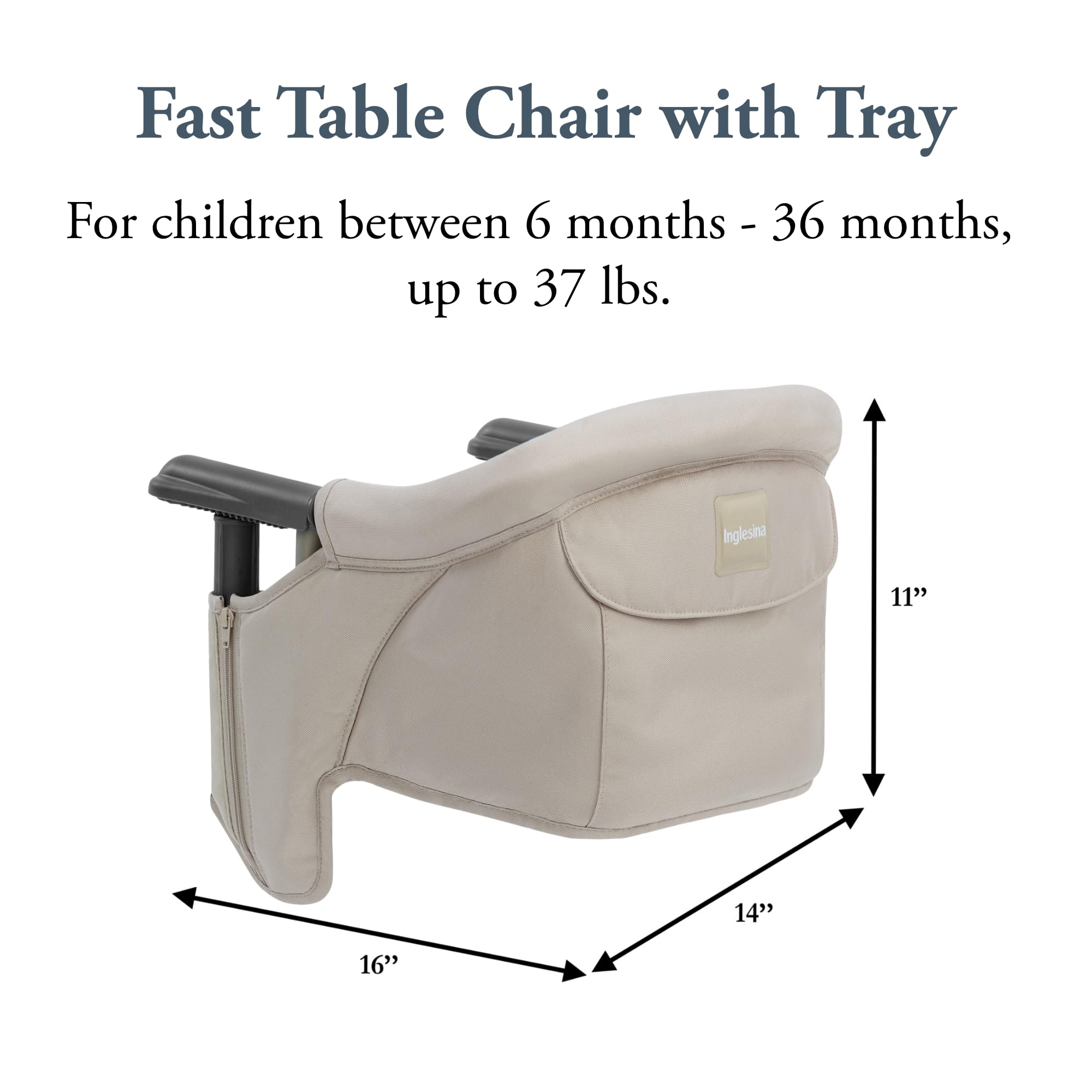 Inglesina Fast Table Chair Cream dining tray attached demonstrates spill-prevention features