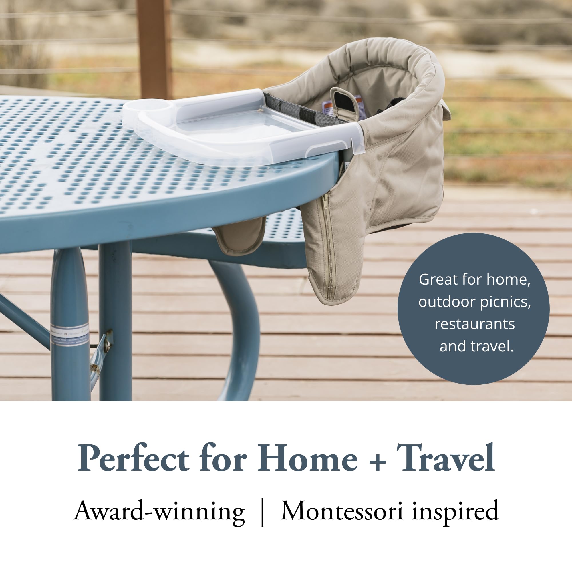 Inglesina Fast Table Chair Cream harness closeup emphasizes secure seating during meals
